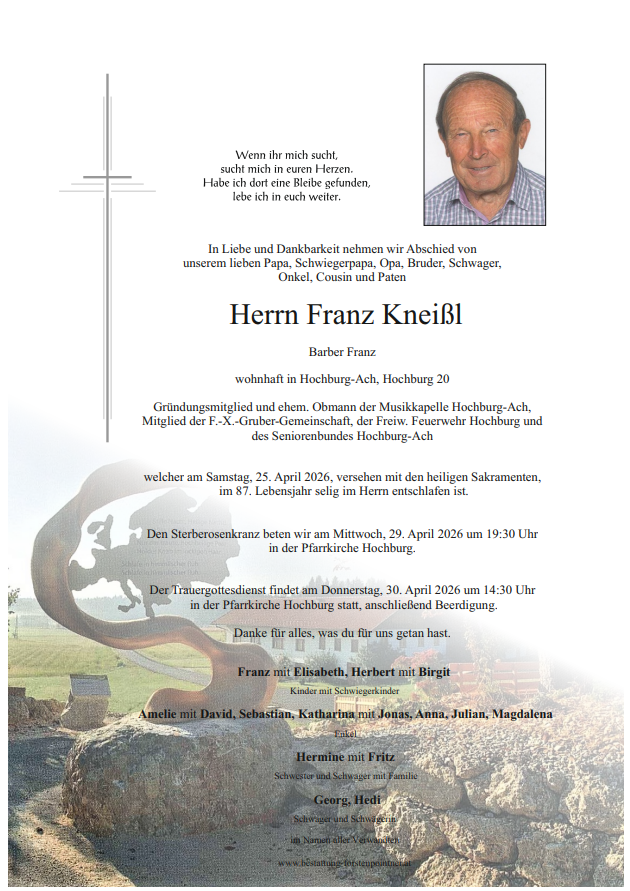 Trauerparte Franz Kneissl