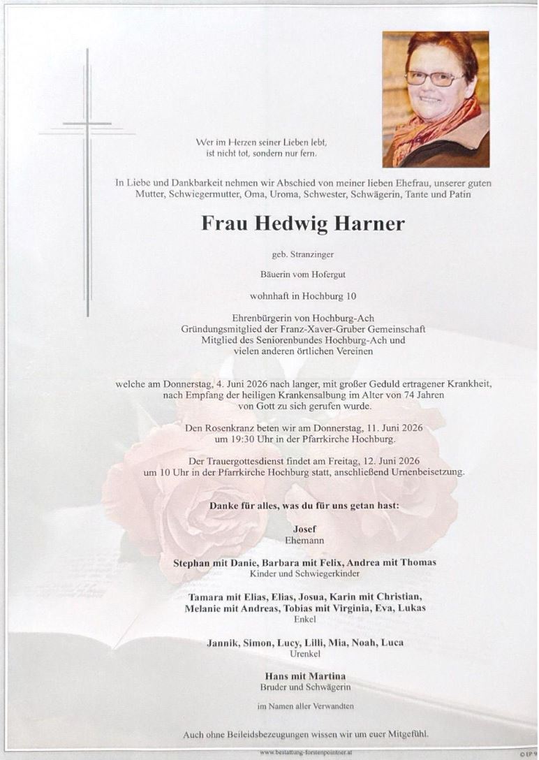 Trauerparte Hedi Harner